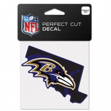 Baltimore Ravens State Shaped Perfect Cut Color Decal 4" X 4"